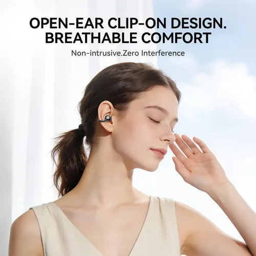 Miniatura 2 de Auriculares con clip abiertos con Bluetooth 5.4, reproducción de 48 horas, IPX6 impermeable, control táctil, cómodos para entrenamientos y uso Blcak