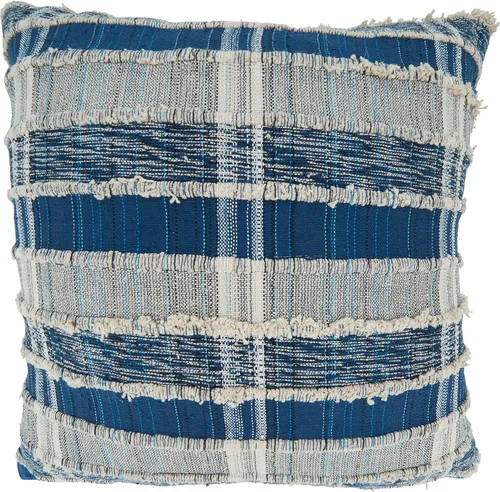 Miniatura 7 de SARO LIFESTYLE Maximus Collection - Funda de almohada de algodón tejida a rayas, 16 x 24 pulgadas, color azul