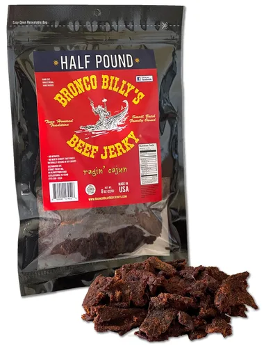 Miniatura 12 de Bolsa resellable de media libra de carne de res con sabor a bourbon Bronco Billy's Beef Jerky