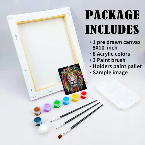 Miniatura 5 de Kit de pintura de lienzo predibujado para pintura para adultos, kits de fiesta, pintura y sorbos, suministros de fiesta, lienzo de 8 x 10 pulgadas