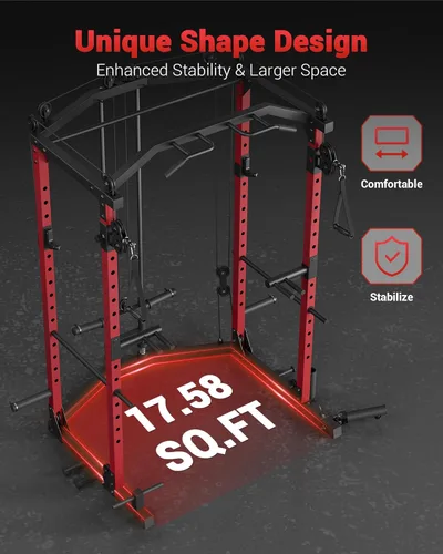 Miniatura 9 de GarveeLife Power Cage, Multi-Functional Power Racks for Home Gym with Cable Crossover System, 1600 LBS Weight Capacity Fitness Squat Rack for