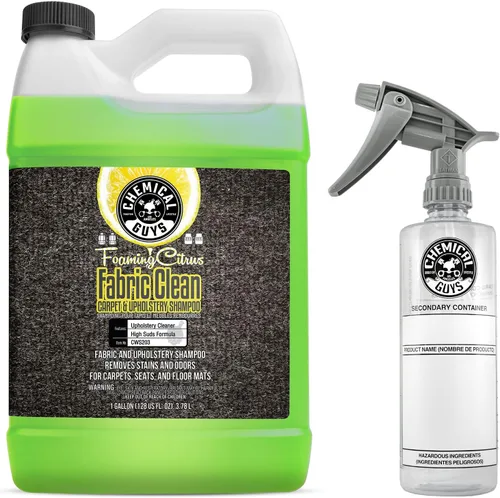 Chemical Guys CWS203 Fabric Clean - Limpiador de espuma cítrica para alfombras y tapicería (autos, asientos y tapetes), 128 onzas líquidas/1 galón,