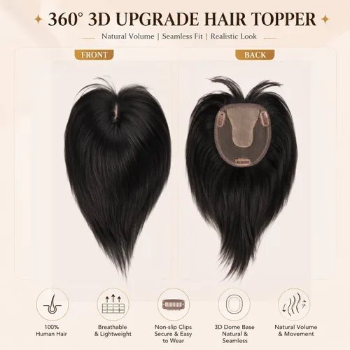 Miniatura 3 de Peluca de cabello humano para mujer con flequillo, peluca con clip para cabello fino + base de cuero cabelludo de poliuretano de alta densidad
