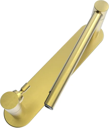 Soporte de papel higiénico adhesivo dorado con doble poste giratorio para papel higiénico, soporte para rollo de papel higiénico para baño, sin