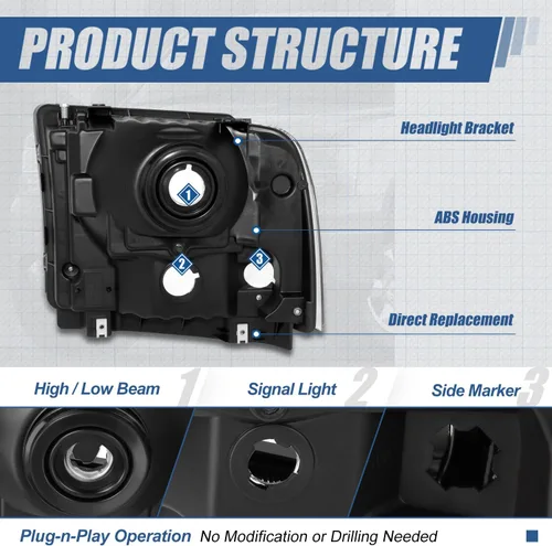 Miniatura 4 de Auto Dynasty Conjunto de faros delanteros halógenos compatible con Ford F250 F350 F450 F550 Super Duty 2005 2006 2007, lado del conductor y del Cromo