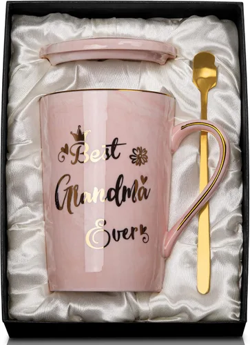 Regalos para abuela para abuela, regalo de cumpleaños del día de la madre para abuela de nieta nieto, tazas de café de cerámica de mármol rosa de 14