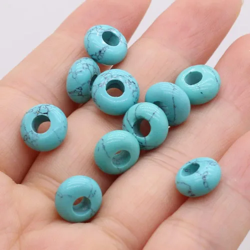 Miniatura 7 de 50 cuentas sueltas de piedra semipreciosa natural con agujero grande, forma de ábaco, ópalo de moda, amatista, unakita, cuarzo rosa, cuentas