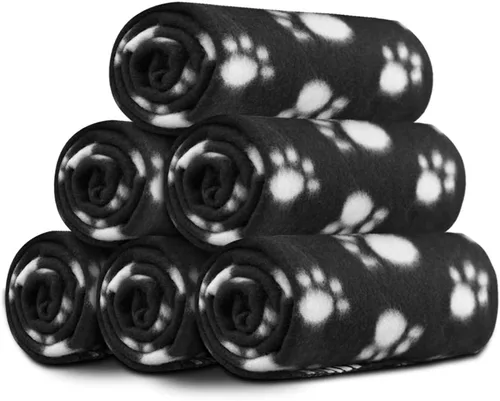 Miniatura 13 de Comsmart Mantas para perros pequeños, paquete de 6 mantas para cachorros, lindas mantas para mascotas con estampado de patas para perro, cachorro