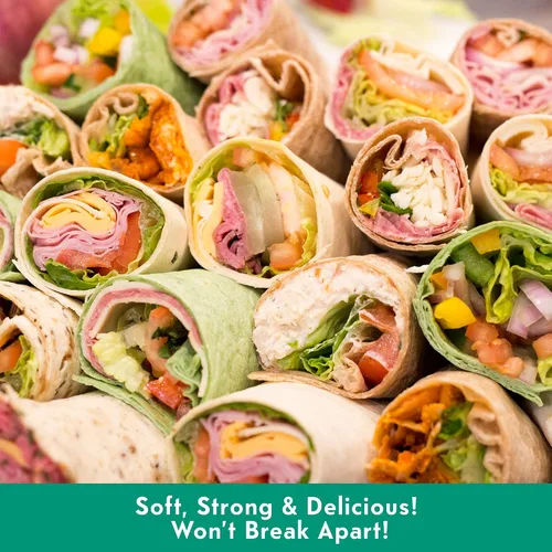 Miniatura 4 de Toufayan Bakeries, Savory Spinach Tortilla Wraps Vegano Sin colesterol Kosher (paquete de 3, 18 envolturas en total)