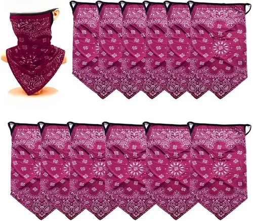 Miniatura 20 de Paquete de 12 polainas para el cuello, bufanda, máscara facial, bandanas para hombres y mujeres, máscara facial, pasamontañas, diademas