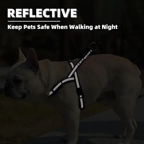 Miniatura 6 de PUPTECK Arnés sin tirones para perros grandes, chaleco arnés reflectante ajustable para mascotas con asa elástica, arnés a prueba de escape sin Negro