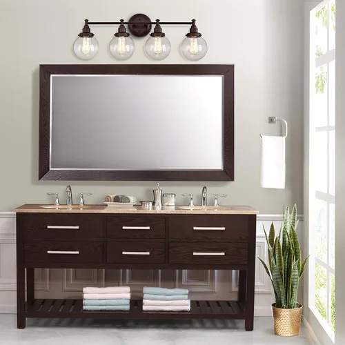 Miniatura 7 de Chloe Lighting Milo - Accesorio de tocador de baño de bronce aceitado de 4 luces de transición, 30 pulgadas de ancho