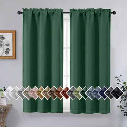 Miniatura 207 de OVZME Cortinas opacas turquesa para tratamiento de ventanas pequeñas, cortinas cortas con bloqueo de luz para ventana de cocina sobre el fregadero