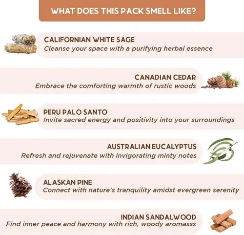 Miniatura 4 de Folkulture Varillas de incienso (120 varillas) Juego de 6 incienso premium para relajación, aromaterapia, sin carbón, orgánico, no tóxico, 45