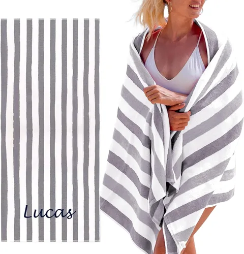 Miniatura 9 de Toallas de playa personalizadas Passion para adultos - Toallas de piscina personalizadas con nombre - Algodón altamente absorbente - Diseño a rayas