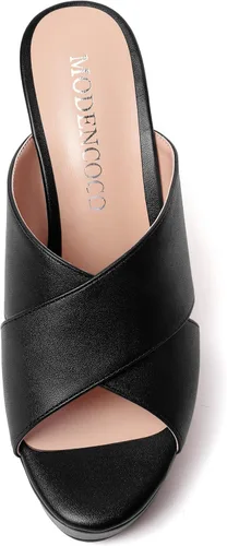 Miniatura 3 de MODENCOCO Sandalias de tacón alto con plataforma mate para mujer, puntera abierta, estilo casual, de 4 pulgadas