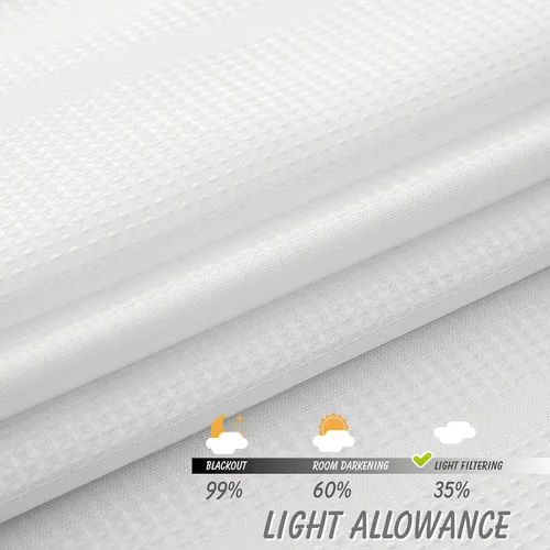 Miniatura 4 de Home Queen Cortinas Waffle Blancas para Ventana de Baño, Repelentes al Agua con Bolsillo para Barra, Cortinas Cortas de Cocina para Ventana Pequeña