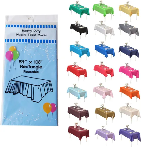 Miniatura 31 de Evershine - Mantel de plástico resistente y reutilizable, paquete de 12 unidades (redondo, 84 pulgadas, aguamarina)