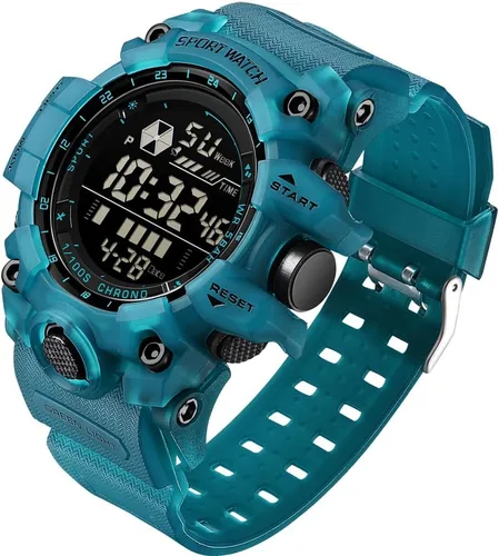 Miniatura 12 de FANMIS Reloj deportivo de cuarzo digital multifunción militar para hombre, impermeable, con alarma, LED, azul
