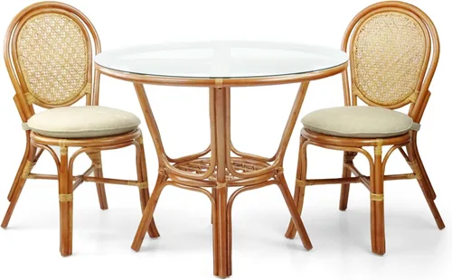Miniatura 8 de Denver Dining - Silla auxiliar de mimbre hecha a mano con cojín color crema, ratán natural, colonial