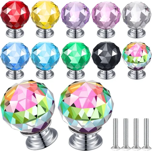 Miniatura 11 de Jetec 20 piezas tiradores de cristal para cajones pomos de gabinete 30mm pomos de diamante para aparador para cajones de aparador cocina estantería