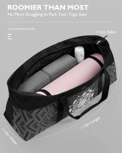 Miniatura 4 de Gonex Bolsa para esterilla de yoga, bolsa de gimnasio de lona extra con cremallera de metal impermeable, se adapta a tapetes y bloques, elegante