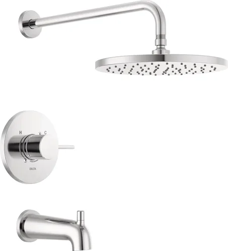 Miniatura 11 de Delta - Kit de regadera y grifo Modern con moldura, serie 14, negro mate, juego de bañera y ducha con cabezal de chorro sencillo, Touch-Clean, negro