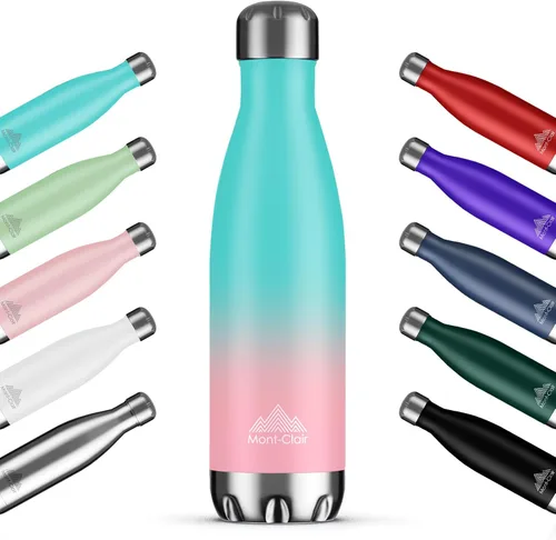 Miniatura 8 de Mont-Clair H2O - Botella de agua de acero inoxidable aislada al vacío, sin BPA, botella de bebidas frías 12 horas y calientes las 24 horas, metal