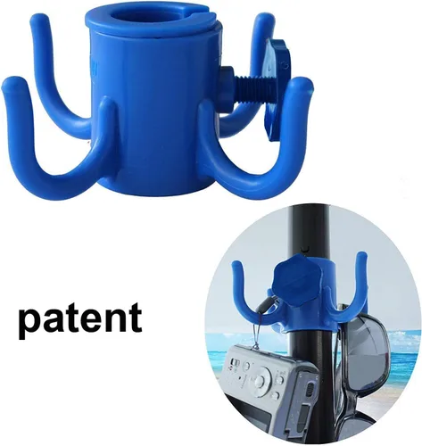 Miniatura 2 de Ammsun ganchos para colgar para sombrilla de playa, 4 ganchos de plástico, para colgar toallas, cámara, anteojos, bolsos, aptos para playa, Azul