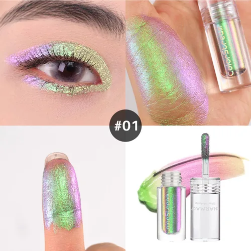 Miniatura 2 de CHARMACY Sombra de ojos líquida duocroma, aspecto metálico, juego de sombras de ojos con purpurina de larga duración, pigmentos metálicos, secado