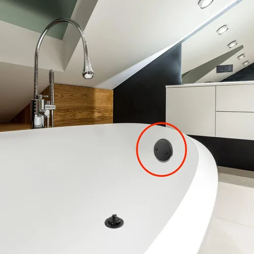 Miniatura 2 de Placa de Desborde de Desagüe de Bañera de Doble Orificio con Dos Tornillos a Juego, Fácil de Instalar, Negro Mate