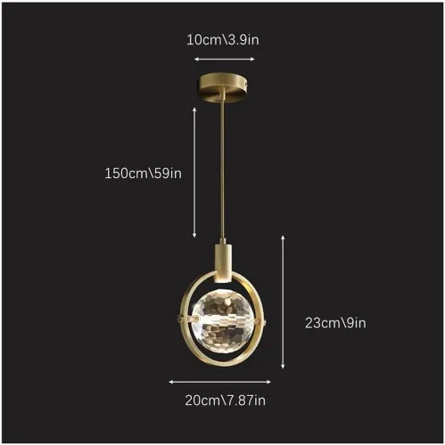 Miniatura 3 de 2 Pack Pendant Lights, Mid Century Globe Crystal Ceiling Hanging Lighting with Metal Decoration, Adjustable Height Neutral Light Chandelier for