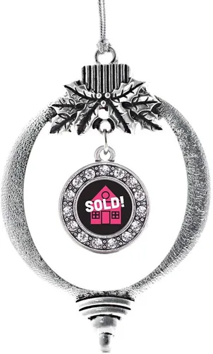Miniatura 174 de Inspired Silver - Twin One - Adorno festivo de Navidad de plata - Adorno festivo de árbol de Navidad con dije de círculo y circonita cúbica