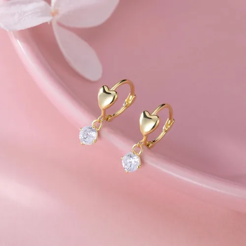 Miniatura 3 de SLUYNZ Aretes de aro de plata de ley con forma de corazón pequeño para mujer