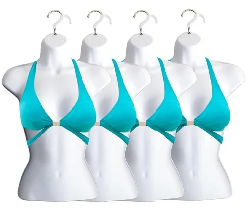 Miniatura 25 de Maniquí femenino con espalda hueca y cuerpo apilable con ganchos para colgar para exhibición de camisetas, encimera, ferias de manualidades, fotos