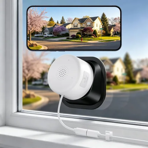 Miniatura 7 de Cámara de seguridad de ventana de 4MP 2K, cámara inalámbrica WiFi 5G y 2.4GHz, monitor de visión nocturna a color de luz negra, vidrio de montaje