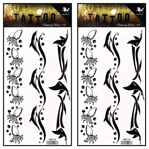 Miniatura 11 de Tatuajes 2 hojas de plumas negras de fantasía temporales tatuajes adhesivos falsos cuerpo brazo pecho hombro tatuajes para adolescentes, hombres