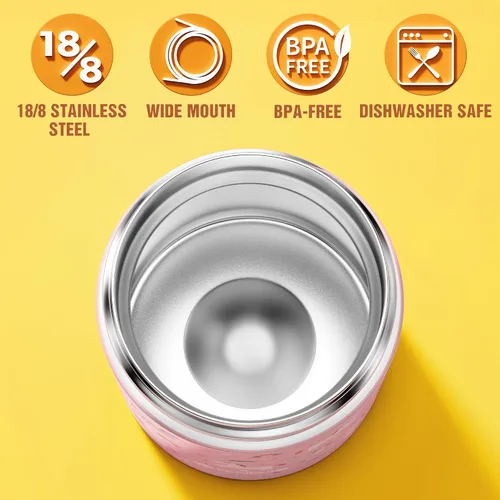 Miniatura 6 de Fimibuke Tarro de Comida Aislado para Niños, Paquete de 2 de 12 OZ Libre de BPA Tarro de Almuerzo de Acero Inoxidable al Vacío para Comida Caliente
