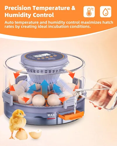 Miniatura 4 de Incubadoras para incubar huevos, 12 incubadoras de pollo con giro automático de huevos y control de humedad, suministros acogedores con vela