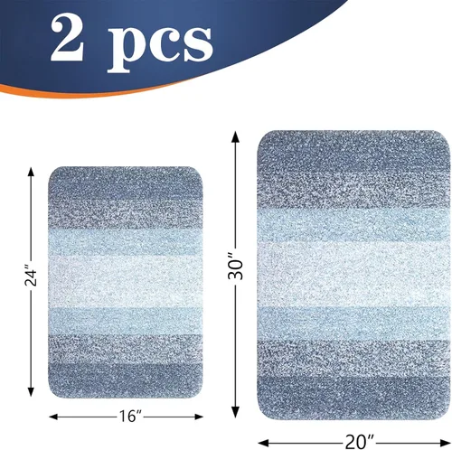 Miniatura 2 de OLANLY Juego de 2 alfombras de baño de microfibra suave y absorbente, antideslizantes, se pueden lavar y secar a máquina, alfombras de baño peludas