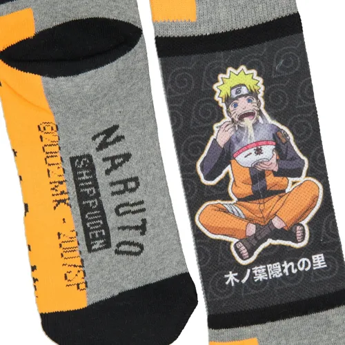 Miniatura 3 de Bioworld Naruto Shippuden - Calcetines deportivos de manga de anime para hombre, Ichiraku Ramen, a media pantorrilla, calcetines deportivos, Gris