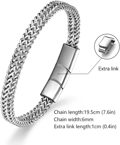 Miniatura 2 de Pulseras para hombre de acero inoxidable, con cierre magnético, cadena franco