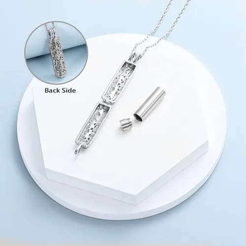 Miniatura 25 de shajwo Joyería de cremación cilíndrica, collar de cenizas de urna del árbol de la vida para mujeres y hombres, vial de cremación de cenizas
