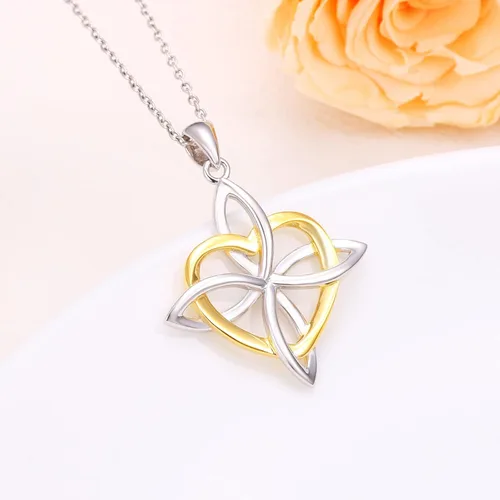 Miniatura 71 de FLYOW Collar con colgante de nudo celta de plata de ley 925 de buena suerte irlandés para mujer, regalo de cumpleaños y graduación