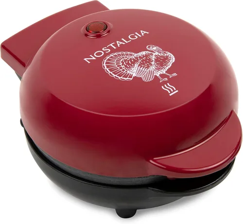 Miniatura 4 de Nostalgia MyMini Máquina Personal Eléctrica de Gofres con Forma de Corazón de Pavo, Superficie de Cocción de 5 Pulgadas, Plancha de Gofres para Hash