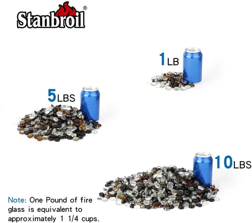 Miniatura 3 de Stanbroil Cuentas de vidrio de fuego mezcladas de 10 libras, gotas de vidrio de fuego de 1/2 pulgada, mezcla de negro ónix, hielo de cristal