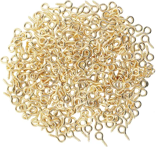 Miniatura 2 de 300 mini alfileres y ganchos para hacer joyas, cierres y tornillos en tono dorado