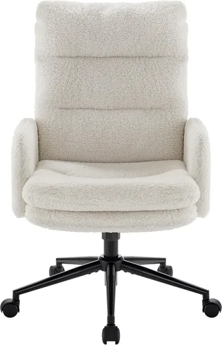 IWMH Silla de oficina en casa con respaldo alto, silla de escritorio tapizada con reposabrazos, sillón de altura ajustable con ruedas, silla de
