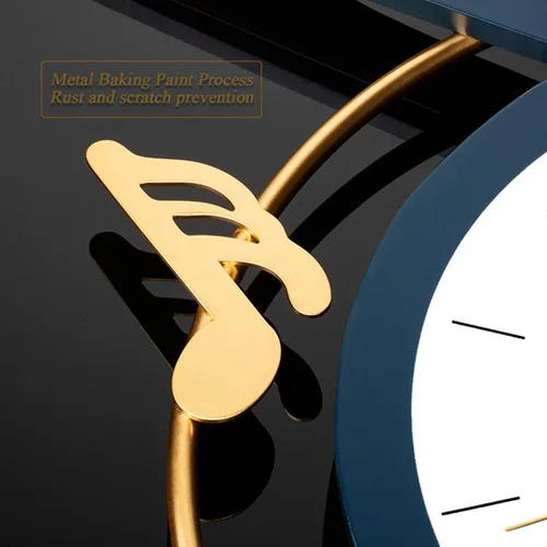 Miniatura 2 de Dankeit Reloj de pared decorativo de cuarzo con péndulo, funciona con pilas, arte de notas musicales para sala de estar, cocina, hogar, baño