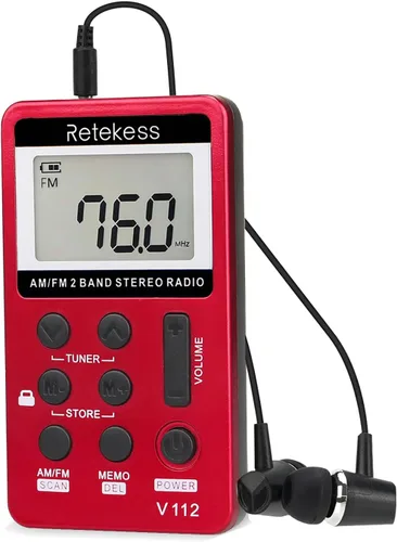 Miniatura 10 de Retekess V112 Radio de Bolsillo AM FM, Radio Digital con Auricular, Batería Recargable con Pantalla LCD para Caminar, Trotar, Entrenamiento (Negro)